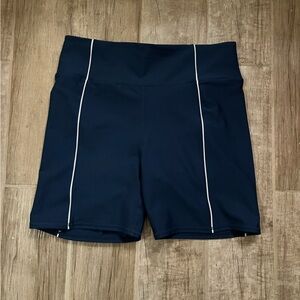 Women's Navy Athletic Shorts with White Accents